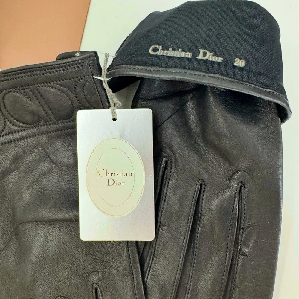 New Vintage Dior Black Leather Gloves